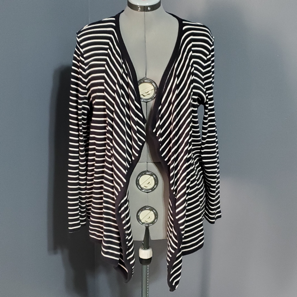 Talbots Black and White Striped Cardigan Women's Size 1X